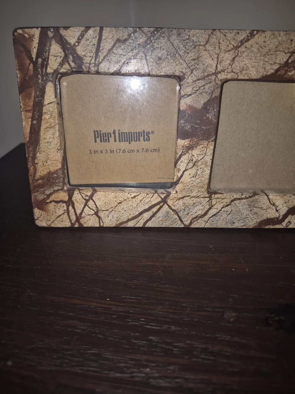 Pier 1 Marble-Effect Triple Frame in Brown and Cream